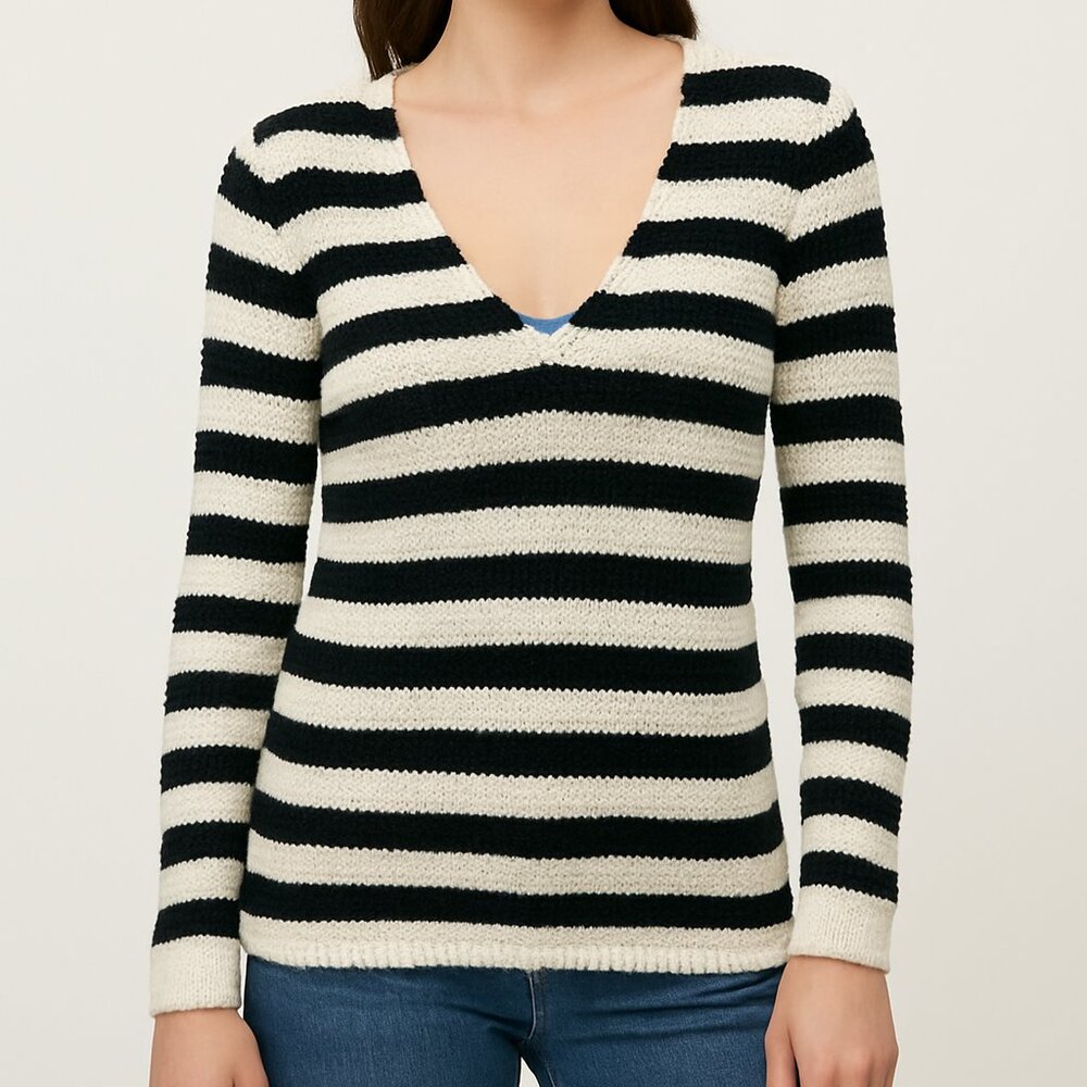 H&M Black &‎ White Striped Knit Sweater